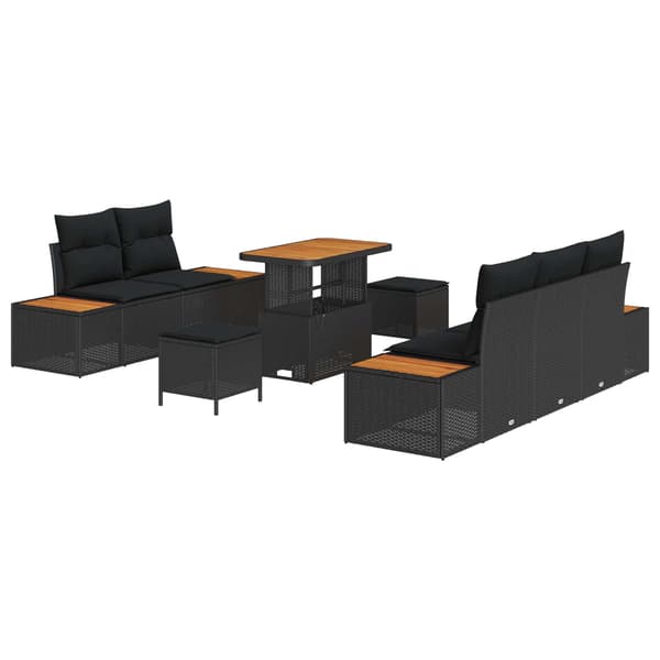 vidaXL Havesofa Sæt 8 pcs Sort polyrattan