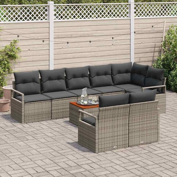 vidaXL Havesofa Sæt 9 pcs Grå