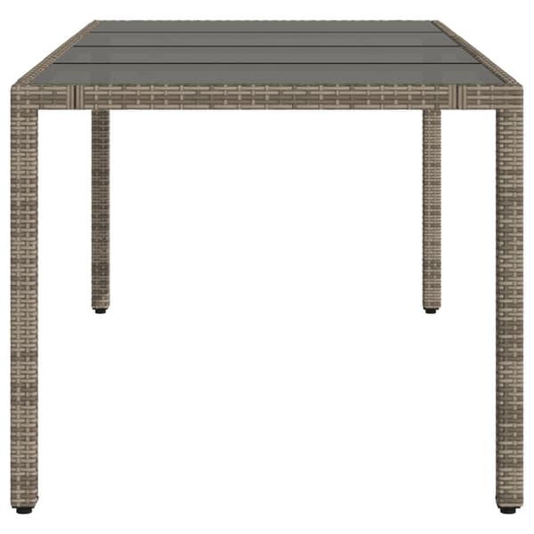 vidaXL Puutarhapöytä lasipöytälevy harmaa 190x90x75 cm polyrottinki