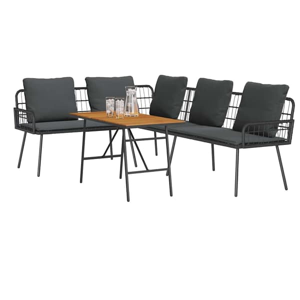 vidaXL Havesofa Sæt 2 pcs Sort polyrattan