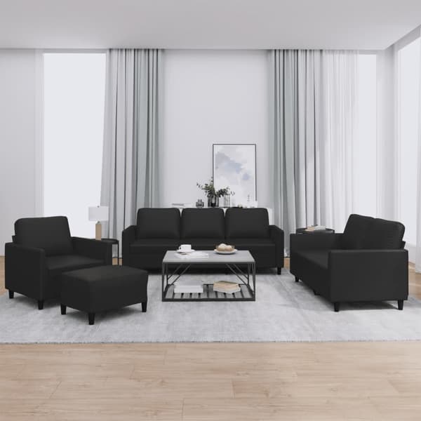 vidaXL sofasæt 4 dele med hynder kunstlæder sort