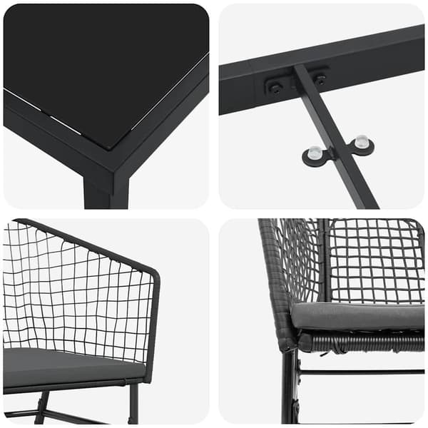 vidaXL Have Spisebordssæt 9 pcs Sort polyrattan