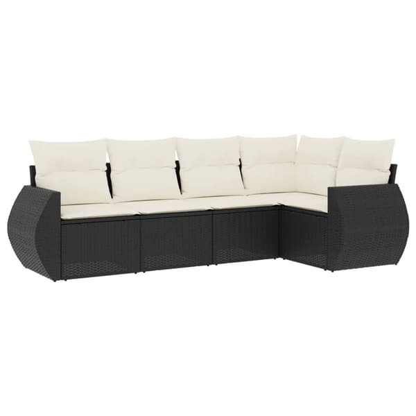 vidaXL sofasæt til haven 5 dele med hynder polyrattan sort