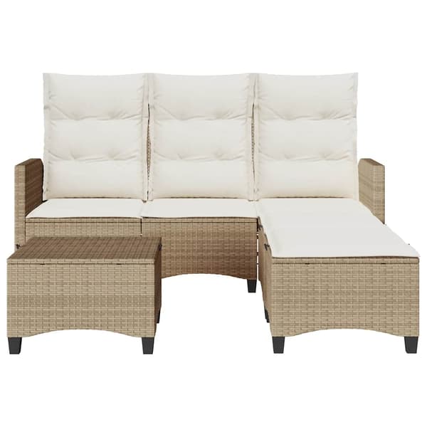 vidaXL sofasæt til haven 3 dele med hynder L-formet polyrattan beige