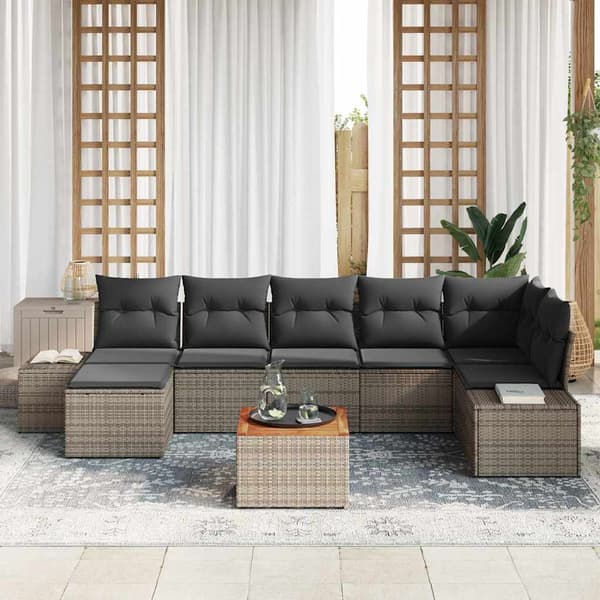 vidaXL Havesofa Sæt 8 pcs Grå