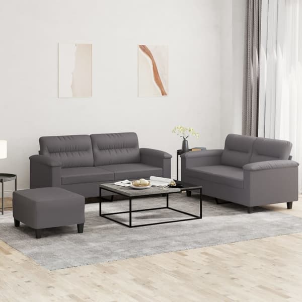 vidaXL sofasæt 3 dele med hynder kunstlæder grå