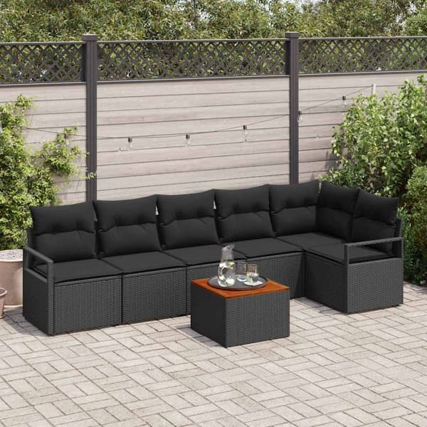 vidaXL Havesofa Sæt 7 pcs Sort