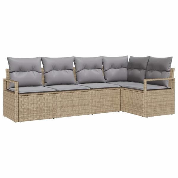 vidaXL Sofa Sæt med pude 5 pcs Beige polyrattan