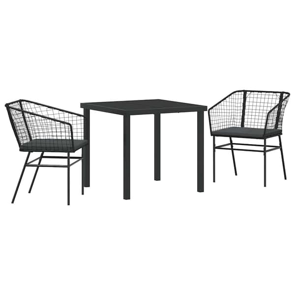 vidaXL Have Spisebordssæt 3 pcs Sort polyrattan