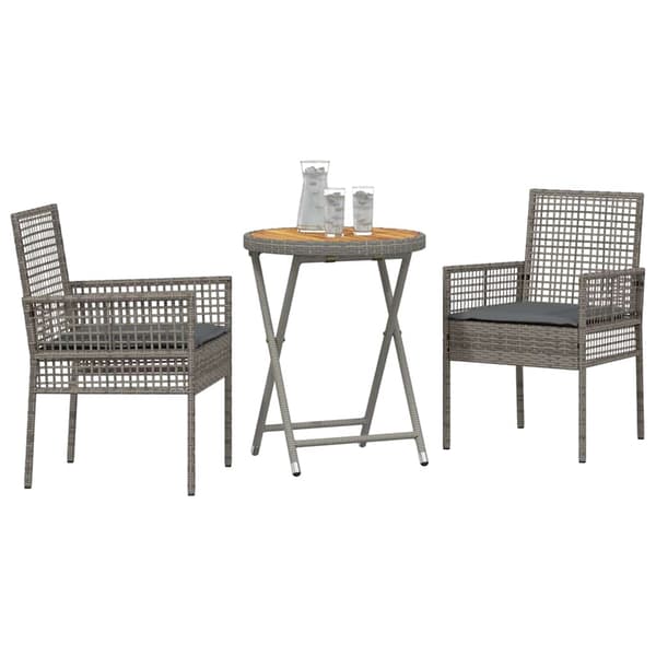 vidaXL Have Bistro Sæt 3 pcs Grå polyrattan