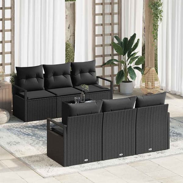 vidaXL Sofa Sæt 7 pcs Sort polyrattan
