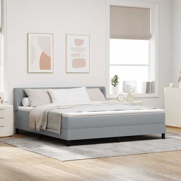 vidaXL Box spring seng med madras Lysegrå 200 x 180 cm Polyester