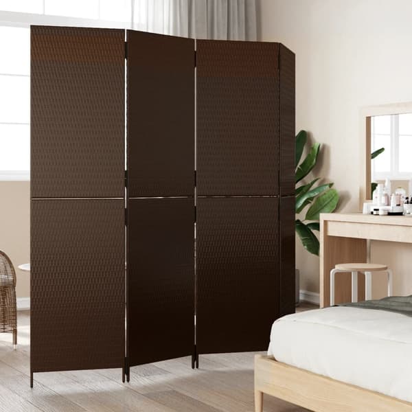 vidaXL rumdeler 4 paneler polyrattan brun