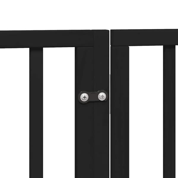 vidaXL Hundeport foldbar 9 paneler sort 450 cm poppeltræ