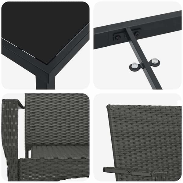 vidaXL Have Spisebordssæt med pude 9 pcs Sort Poly rattan
