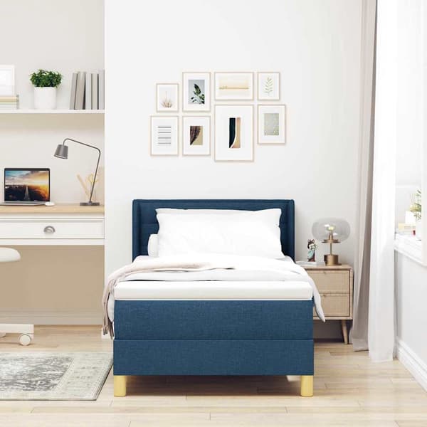 vidaXL Box spring seng med madras Blå 200 x 100 cm Polyester