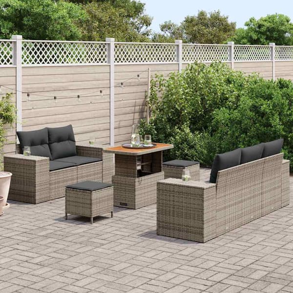 vidaXL Havesofa Sæt 8 pcs Grå polyrattan
