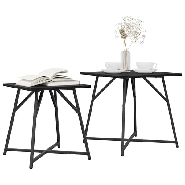 vidaXL Sidebordssæt 2 pcs Sort eg
