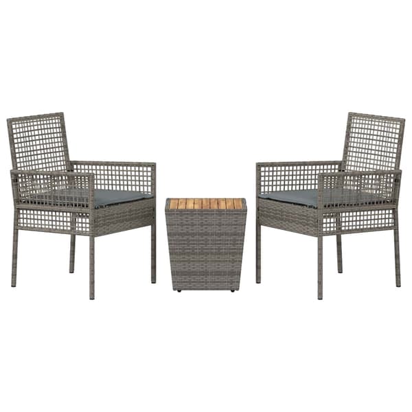 vidaXL Have Bistro Sæt 3 pcs Grå polyrattan