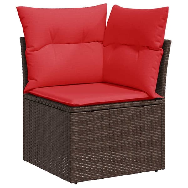 vidaXL sofasæt til haven 7 dele med hynder polyrattan brun