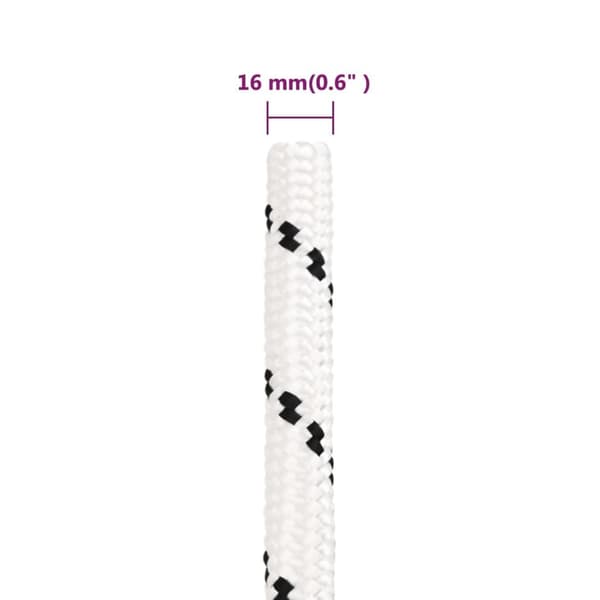 vidaXL arbejdsreb 16 mm 100 m polyester hvid