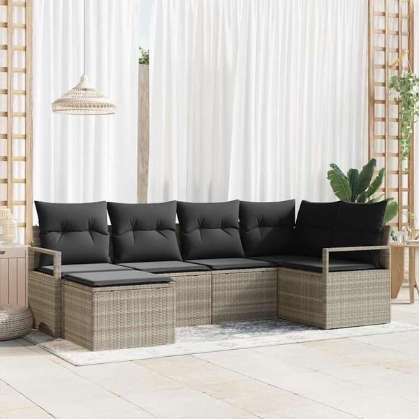 vidaXL Sofa Sæt 6 pcs Lysegrå polyrattan