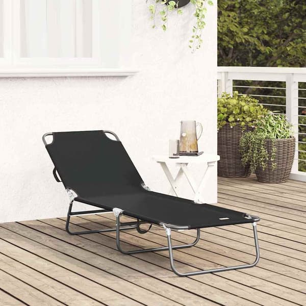 vidaXL Foldestol Sort 188 x 57 x 86,5 cm Polyester