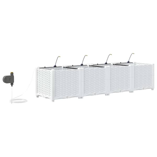vidaXL Have Blomsterkrukke 4 pcs Hvid Stål