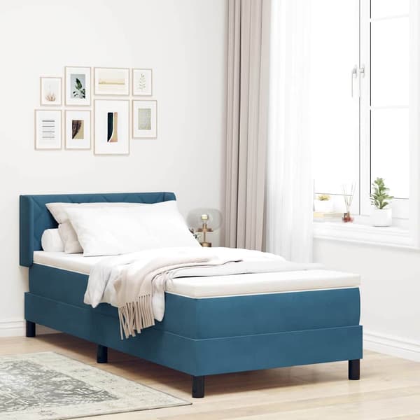 vidaXL Box spring seng med madras Mørk blå 190 x 90 cm Polyester