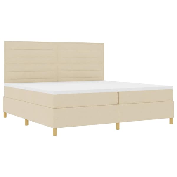 vidaXL Box spring seng med madras Creme 200 x 200 cm Stof