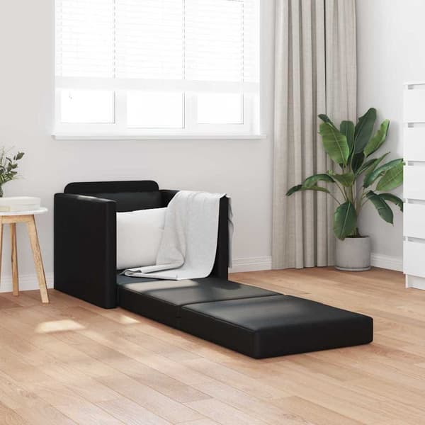 vidaXL Sovesofa 60cm Sort Kunstlæder