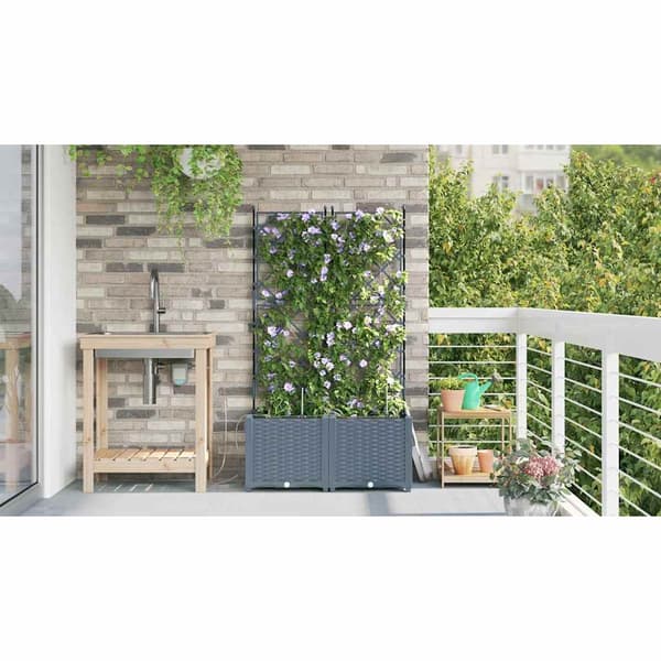 vidaXL Have Blomsterkrukke 2 pcs Lys Grå Stål