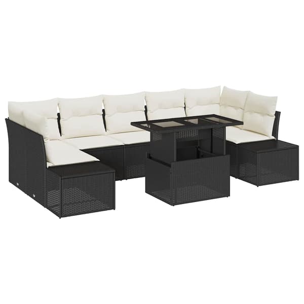 vidaXL Sofa Sæt med pude 8 pcs Sort og Cream polyrattan