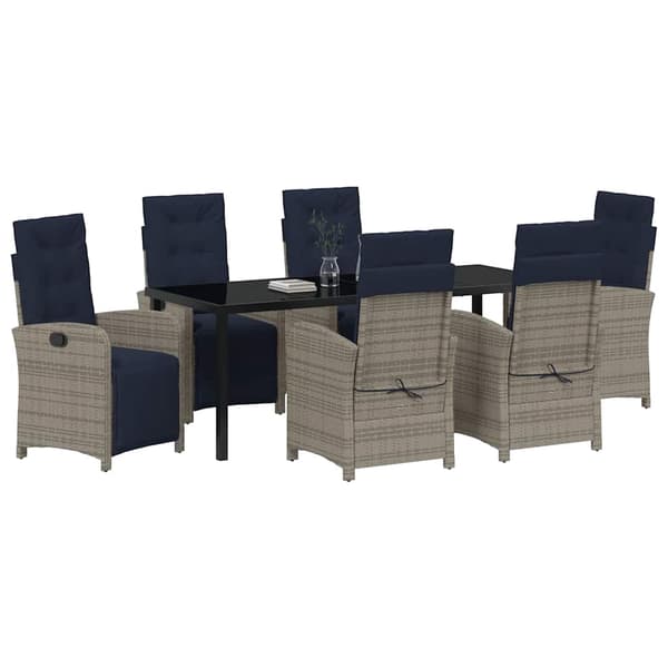 vidaXL Have Spisebordssæt 7 pcs Grå polyrattan