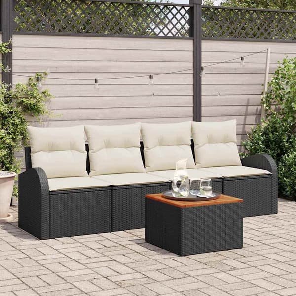 vidaXL Havesofa Sæt 5 pcs Sort, hvid