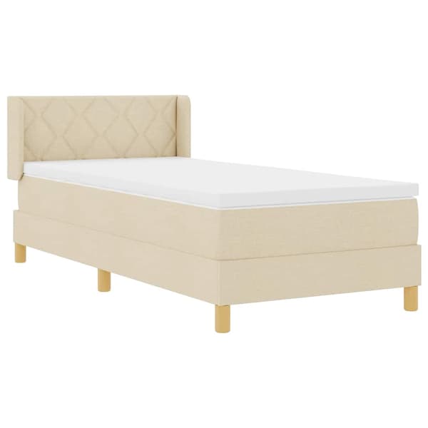 vidaXL Box spring seng med madras Creme 190 x 90 cm Polyester