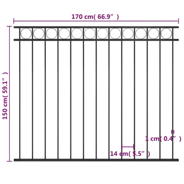 vidaXL hegnspanel 1,7x1,5 cm stål sort