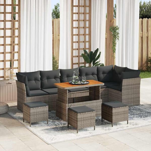 vidaXL Havesofa Sæt 10 pcs Grå polyrattan