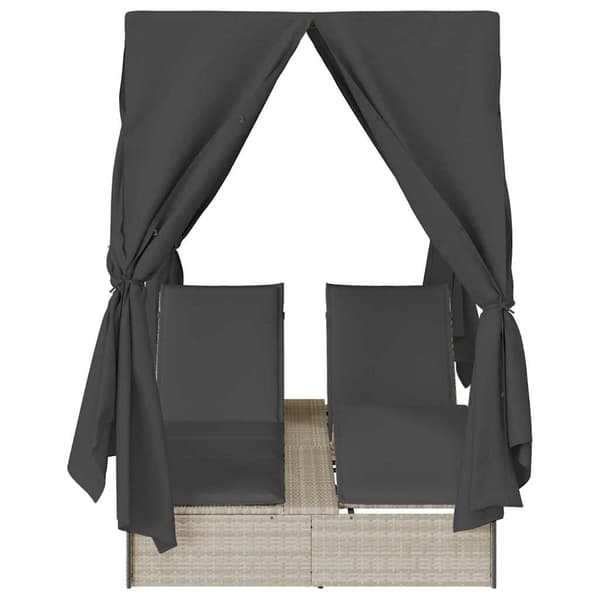 vidaXL Dobbelt solstol Lysegrå 205 x 129 x 200 cm polyrattan