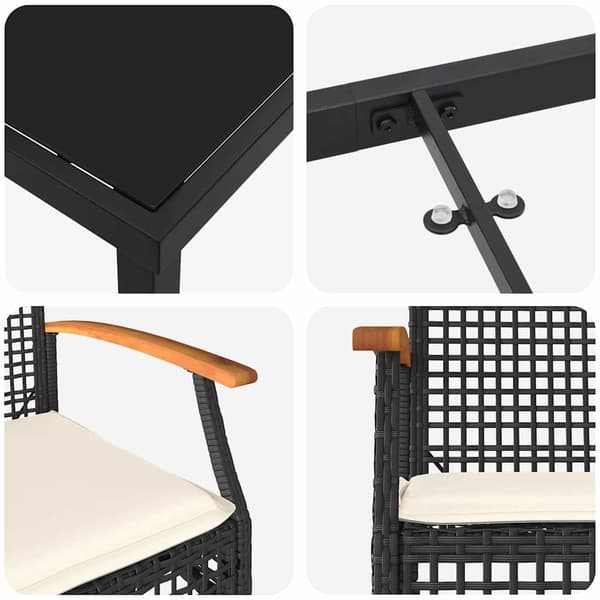 vidaXL Have Spisebordssæt 5 pcs Sort polyrattan