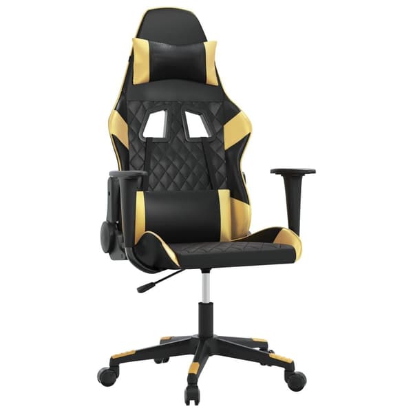vidaXL gamingstol m. massagefunktion kunstlæder sort guldfarvet