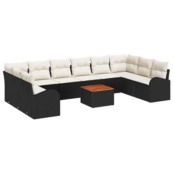 vidaXL Havesofa Sæt 11 pcs Sort, hvid