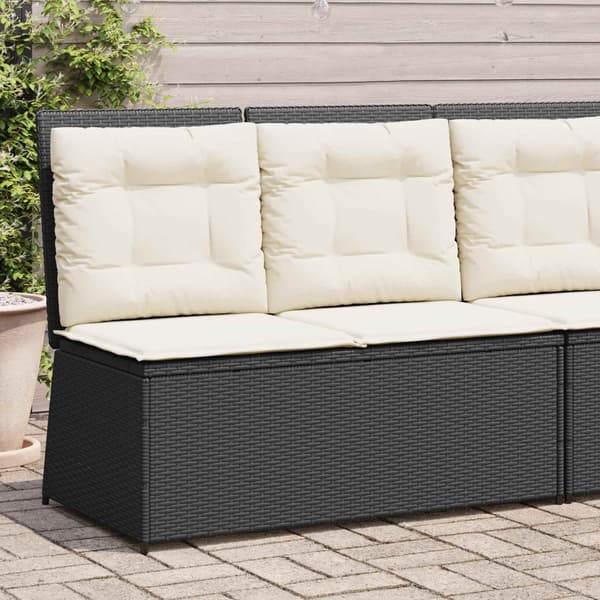vidaXL Havebænk Sort polyrattan