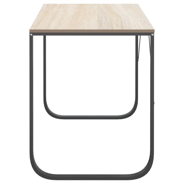 vidaXL computerbord 110x60x73 cm spånplade sort og egetræ