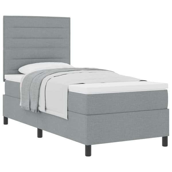 vidaXL Box spring seng med madras Lysegrå 90 x 200 cm Stof