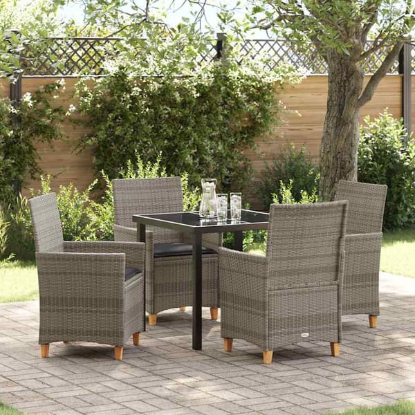 vidaXL Have Spisebordssæt 5 pcs Grå polyrattan