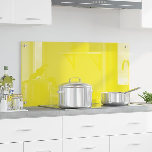 vidaXL Køkkenbacksplash Gul 100 x 50 cm hærdet glas