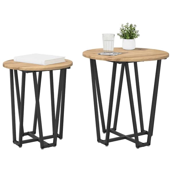 vidaXL Sidebordssæt 2 pcs Artisan egetræ og sort