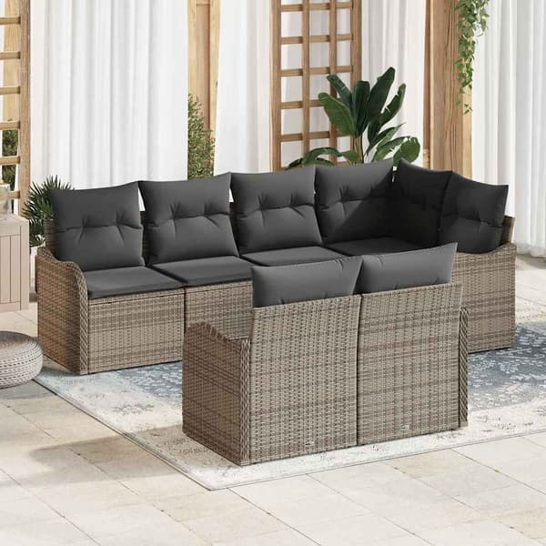 vidaXL Havesofasæt Grå polyrattan