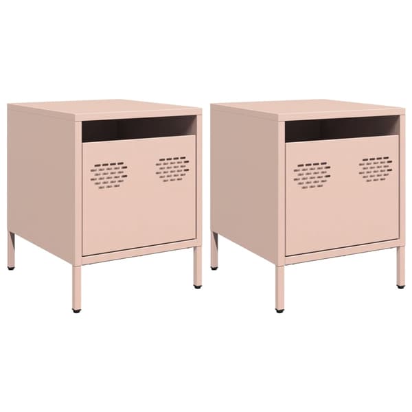 vidaXL sengeborde 2 stk. 35x39x43,5 cm stål lyserød